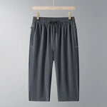 Men's Ice Silk Seven-Quarter Pants 2025 Summer Thin Riding Breeches Loose-Fit Quick-Drying Casual Solid Sports Mid-Waist Shorts - flohmarkt-deutschland.shop