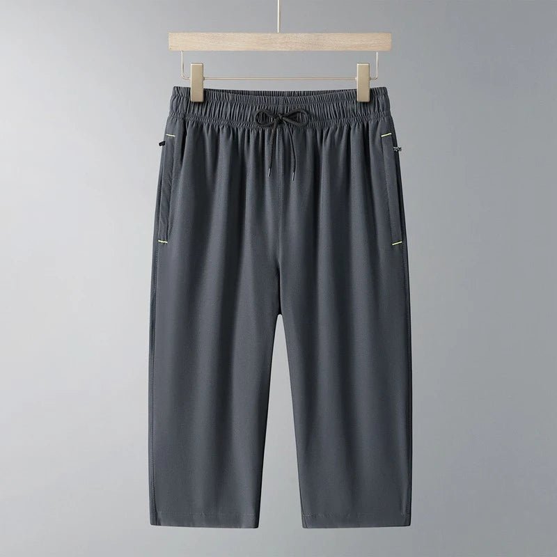 Men's Ice Silk Seven-Quarter Pants 2025 Summer Thin Riding Breeches Loose-Fit Quick-Drying Casual Solid Sports Mid-Waist Shorts - flohmarkt-deutschland.shop