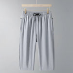 Men's Ice Silk Seven-Quarter Pants 2025 Summer Thin Riding Breeches Loose-Fit Quick-Drying Casual Solid Sports Mid-Waist Shorts - flohmarkt-deutschland.shop