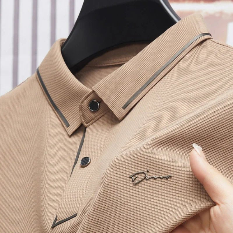 Men's New Polo Shirt Seamless Premium Luxury Cool Fabric Business Casual Golf Slim Fit Blouse Collar T-shirt - flohmarkt-deutschland.shop