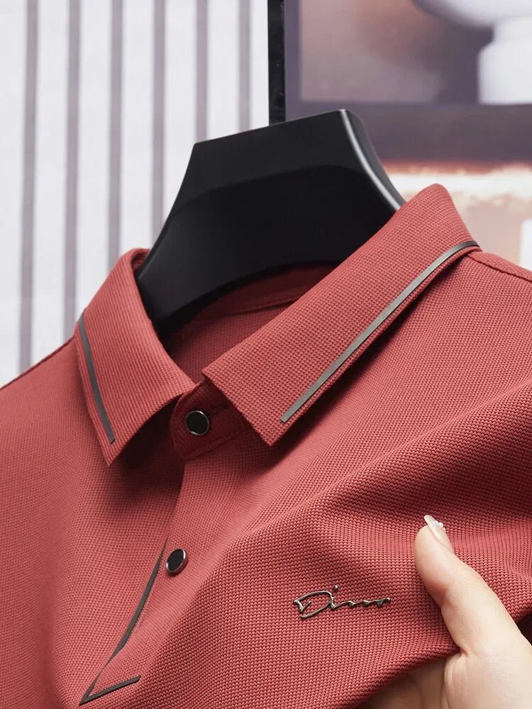 Men's New Polo Shirt Seamless Premium Luxury Cool Fabric Business Casual Golf Slim Fit Blouse Collar T-shirt - flohmarkt-deutschland.shop