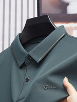Men's New Polo Shirt Seamless Premium Luxury Cool Fabric Business Casual Golf Slim Fit Blouse Collar T-shirt - flohmarkt-deutschland.shop
