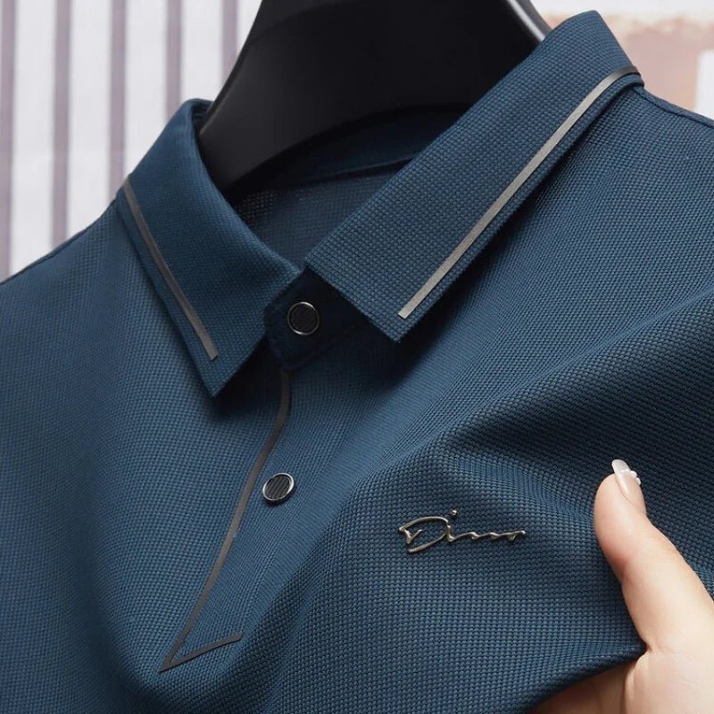 Men's New Polo Shirt Seamless Premium Luxury Cool Fabric Business Casual Golf Slim Fit Blouse Collar T-shirt - flohmarkt-deutschland.shop