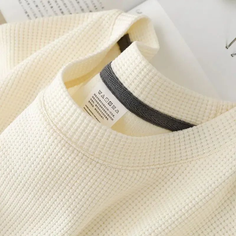 Men's New Summer Waffle Round Neck Short Sleeve T-Shirt Comfortable Breathable Short-Sleeved Top for Casual Wear - flohmarkt-deutschland.shop
