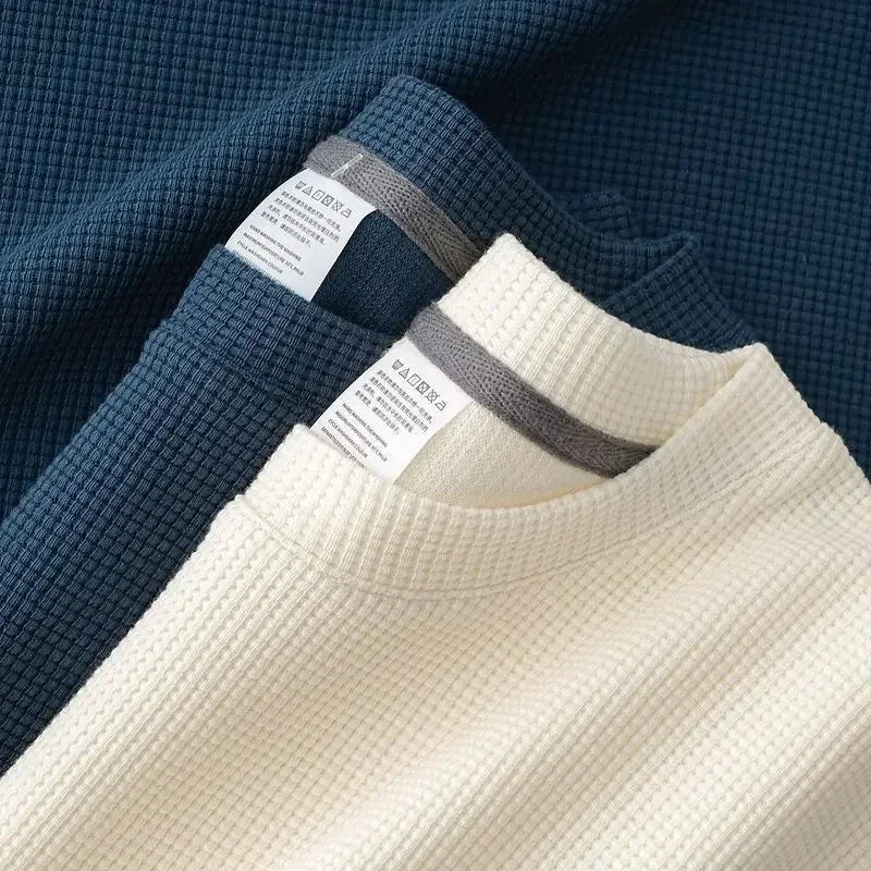 Men's New Summer Waffle Round Neck Short Sleeve T-Shirt Comfortable Breathable Short-Sleeved Top for Casual Wear - flohmarkt-deutschland.shop