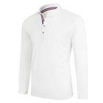 Men's Polo Shirt-Spring and Autumn Casual Business Buckle Henry Collar Long sleeve, Comfortable Style, Breathable - flohmarkt-deutschland.shop