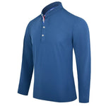 Men's Polo Shirt-Spring and Autumn Casual Business Buckle Henry Collar Long sleeve, Comfortable Style, Breathable - flohmarkt-deutschland.shop