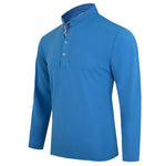 Men's Polo Shirt-Spring and Autumn Casual Business Buckle Henry Collar Long sleeve, Comfortable Style, Breathable - flohmarkt-deutschland.shop