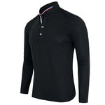 Men's Polo Shirt-Spring and Autumn Casual Business Buckle Henry Collar Long sleeve, Comfortable Style, Breathable - flohmarkt-deutschland.shop