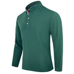 Men's Polo Shirt-Spring and Autumn Casual Business Buckle Henry Collar Long sleeve, Comfortable Style, Breathable - flohmarkt-deutschland.shop