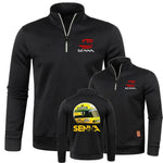 Mens Pullover Sportswear Ayrton Senna Drive Men 2Pcs Sets Hoodies Pants Sweatshirts Half Zipper Soft Fleece Turtleneck Sweater - flohmarkt-deutschland.shop