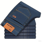Men's slim-fitting stretch jeans, business casual cotton denim straight pants, men's black and blue long pants, suitable for com - flohmarkt-deutschland.shop