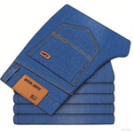 Men's slim-fitting stretch jeans, business casual cotton denim straight pants, men's black and blue long pants, suitable for com - flohmarkt-deutschland.shop