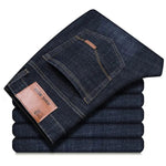 Men's slim-fitting stretch jeans, business casual cotton denim straight pants, men's black and blue long pants, suitable for com - flohmarkt-deutschland.shop