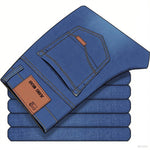 Men's slim-fitting stretch jeans, business casual cotton denim straight pants, men's black and blue long pants, suitable for com - flohmarkt-deutschland.shop