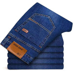 Men's slim-fitting stretch jeans, business casual cotton denim straight pants, men's black and blue long pants, suitable for com - flohmarkt-deutschland.shop
