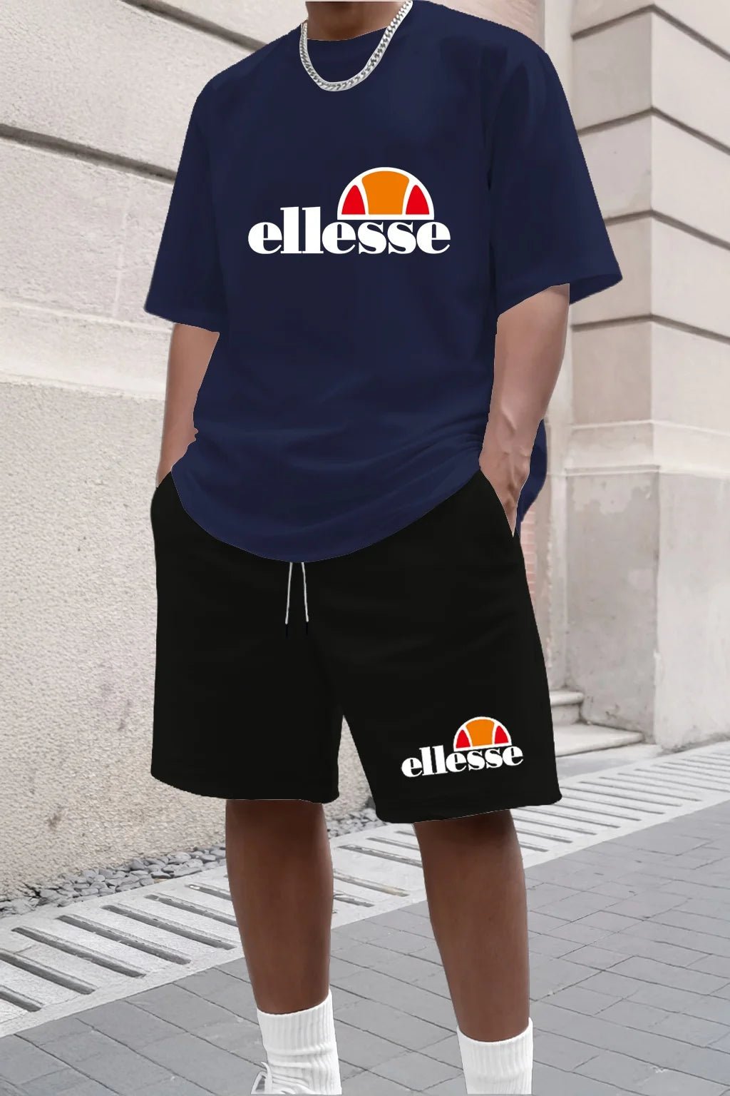 Men's Summer Casual and Fashionable Round Neck Short Sleeved T-shirt+shorts Breathable Sports Set Two-piece Set - flohmarkt-deutschland.shop