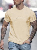 Men's Summer Loose Size 100% Cotton Freedom Graphi Print Casual Slim Fit Round Neck Short Sleeve T-shirt Top - flohmarkt-deutschland.shop
