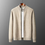 Merinowolle,100 % warmer Herrenpullover, Stehkragen, verdickte Strickjacke mit Reißverschluss, Herbst-Winter, neue Kaschmir-Strick-Langarm-Tops - flohmarkt-deutschland.shop
