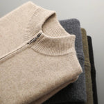 Merinowolle,100 % warmer Herrenpullover, Stehkragen, verdickte Strickjacke mit Reißverschluss, Herbst-Winter, neue Kaschmir-Strick-Langarm-Tops - flohmarkt-deutschland.shop
