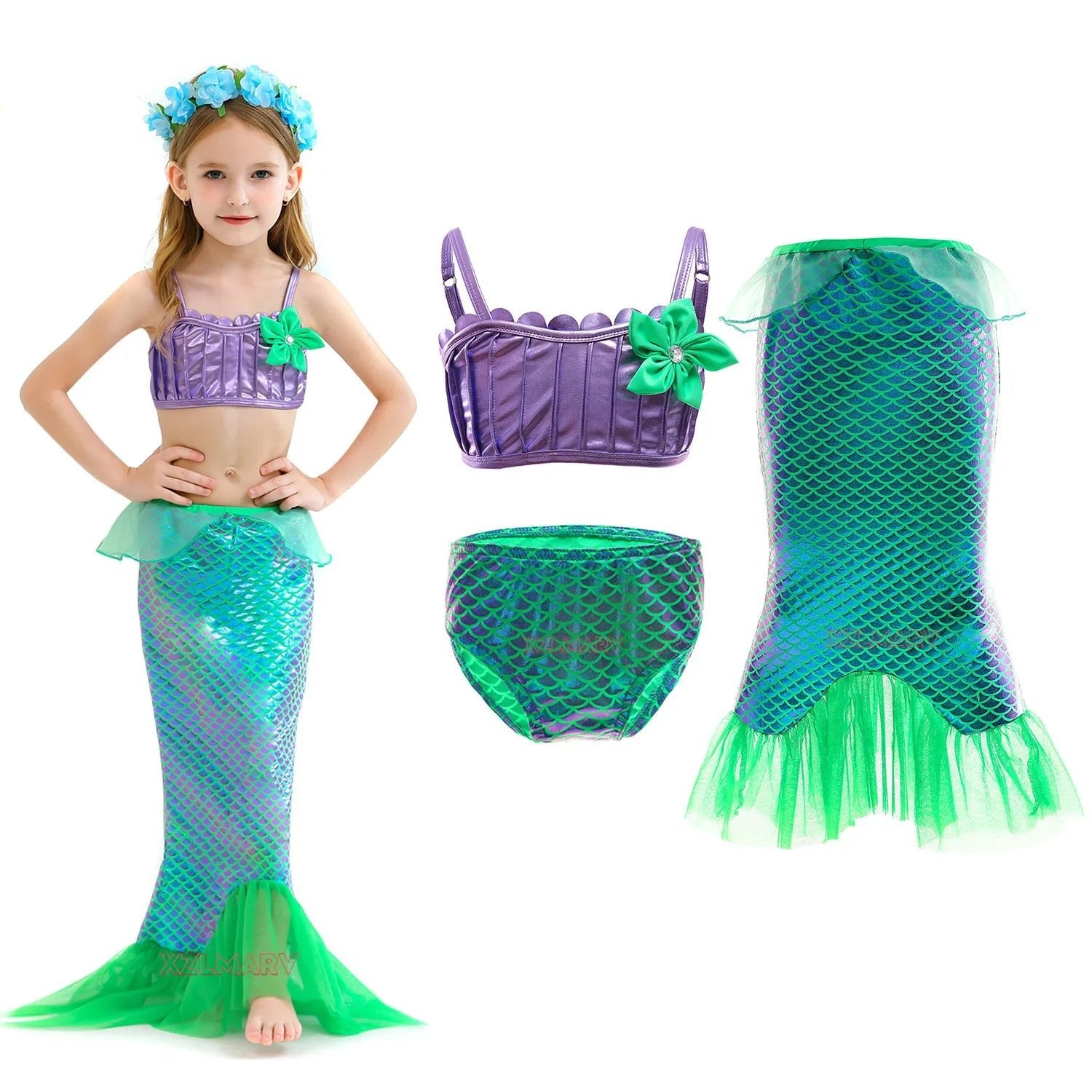 Mermaid Dress for Girl Ariel Prom Princess Costumes Cosplay Dress for Girls Birthday Party Dress Up Gown Halloween Clothing - flohmarkt-deutschland.shop