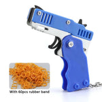 Metal Burst Rubber Band Toy - Mini Folding Launcher Toy With Keychain And 60pcs Rubber Bands,Perfect Gift for Christmas - flohmarkt-deutschland.shop
