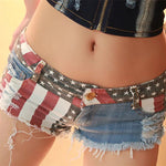 Mid Waist Jeans Shorts 2021 Women New Fashion USA Flag Printed Denim Pole Dance Skinny Hot Hole Short Pants S-XXL - flohmarkt-deutschland.shop