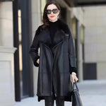 Mode frauen Herbst Und Winter Neue Leder Jacke Pelz Integrierte Mode Verdickt Winter Medium Und Lange frauen Mantel XQ34 - flohmarkt-deutschland.shop