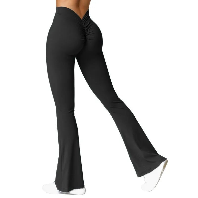 Mode Micro Horn Leggings Frauen V-back Taille Sport Hosen Hohe Taille Push-Up Butt Gym Hosen Solide Dünne beiläufige Leggings - flohmarkt-deutschland.shop