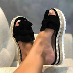 Mode Wildleder Bowkont Sandalen Frauen Keile Heels Licht Hausschuhe Plattform Casual Rutsche Sommer Elegante Damen Einfarbig Hausschuhe - flohmarkt-deutschland.shop