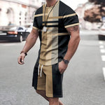 Modische neue Herren-Sportbekleidung, kurzärmelige Shorts, Anzug, lässiges T-Shirt, Shorts-Sets, Retro, kühl, atmungsaktiv, Sommer, zweiteiliges Set - flohmarkt-deutschland.shop