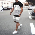 Modische neue Herren-Sportbekleidung, kurzärmelige Shorts, Anzug, lässiges T-Shirt, Shorts-Sets, Retro, kühl, atmungsaktiv, Sommer, zweiteiliges Set - flohmarkt-deutschland.shop