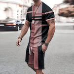 Modische neue Herren-Sportbekleidung, kurzärmelige Shorts, Anzug, lässiges T-Shirt, Shorts-Sets, Retro, kühl, atmungsaktiv, Sommer, zweiteiliges Set - flohmarkt-deutschland.shop