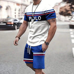 Modische neue Herren-Sportbekleidung, kurzärmelige Shorts, Anzug, lässiges T-Shirt, Shorts-Sets, Retro, kühl, atmungsaktiv, Sommer, zweiteiliges Set - flohmarkt-deutschland.shop