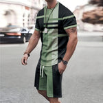 Modische neue Herren-Sportbekleidung, kurzärmelige Shorts, Anzug, lässiges T-Shirt, Shorts-Sets, Retro, kühl, atmungsaktiv, Sommer, zweiteiliges Set - flohmarkt-deutschland.shop