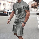Modische neue Herren-Sportbekleidung, kurzärmelige Shorts, Anzug, lässiges T-Shirt, Shorts-Sets, Retro, kühl, atmungsaktiv, Sommer, zweiteiliges Set - flohmarkt-deutschland.shop