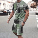 Modische neue Herren-Sportbekleidung, kurzärmelige Shorts, Anzug, lässiges T-Shirt, Shorts-Sets, Retro, kühl, atmungsaktiv, Sommer, zweiteiliges Set - flohmarkt-deutschland.shop