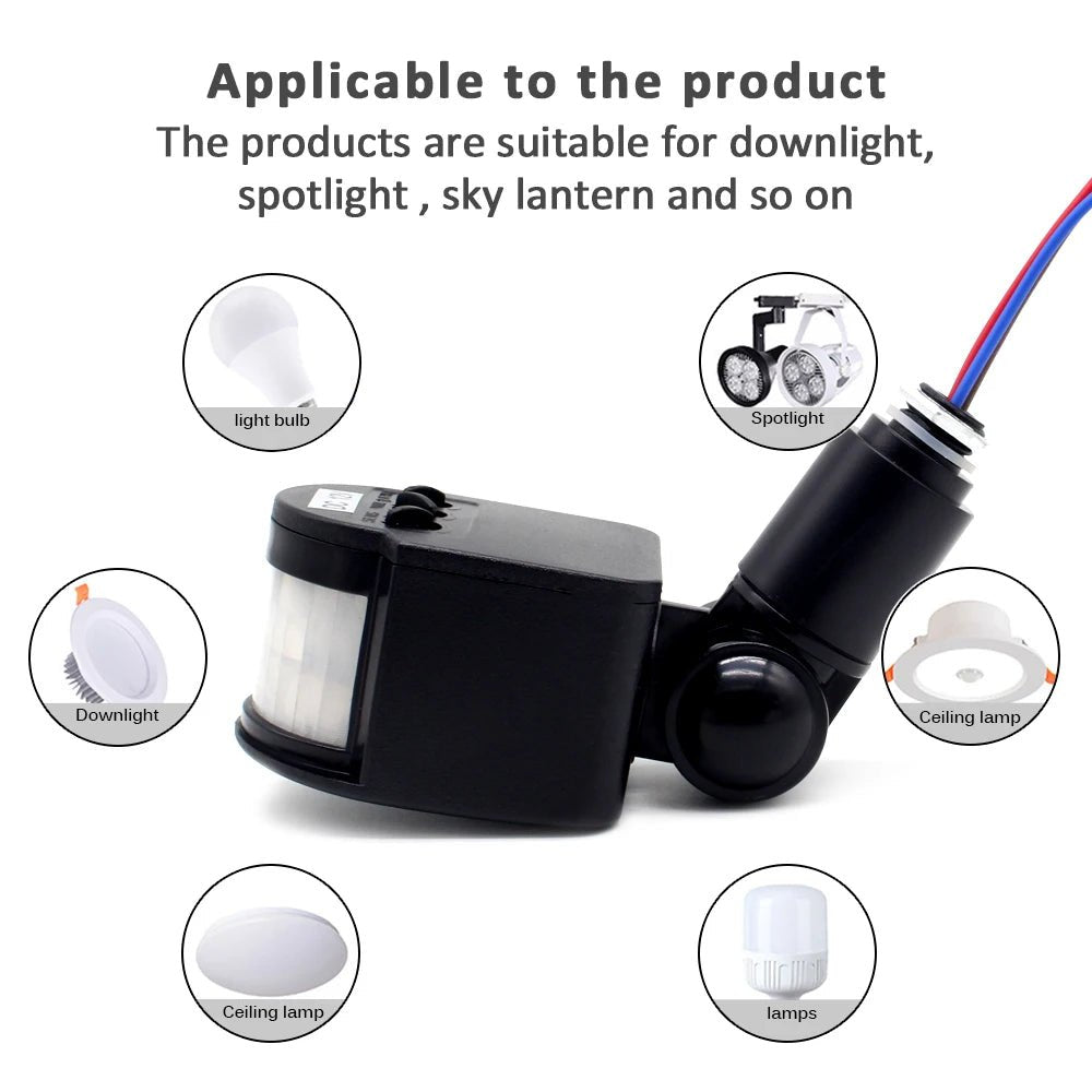 Motion Sensor Switch 220V 110V 12V LED Light PIR Timer Wall Mounted Automatic Infrared Movement Detector Auto On Off Outdoor - flohmarkt-deutschland.shop