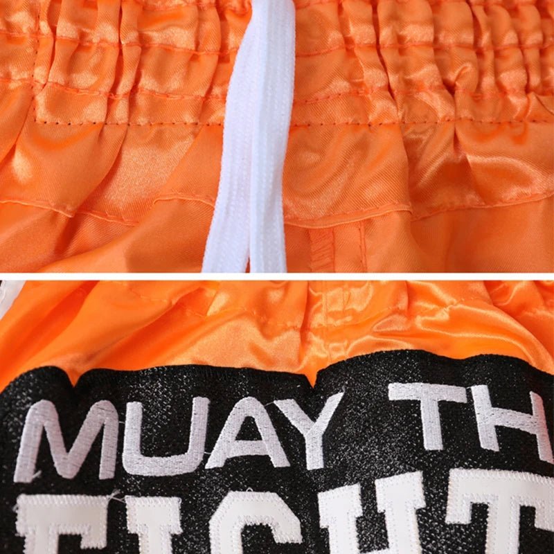 Muay Thai Shorts Men Embroidery Sports Fitness Fighting Kickboxing Short Pants Women Kids Custom Sanda MMA Boxeo Trunks Black - flohmarkt-deutschland.shop
