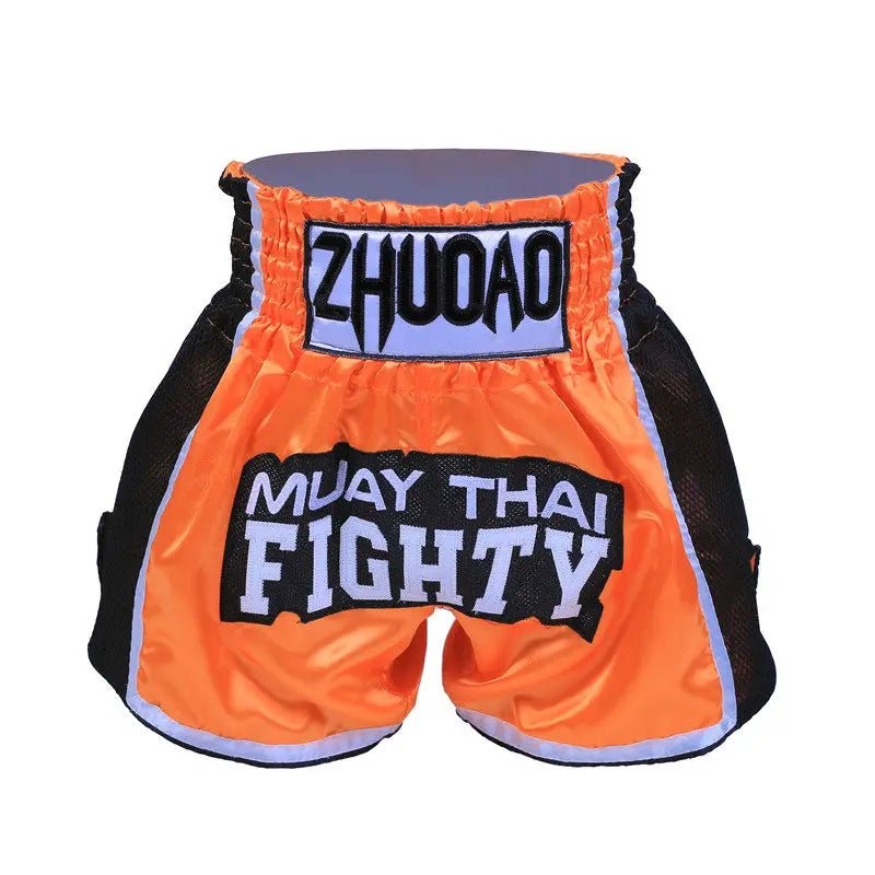 Muay Thai Shorts Men Embroidery Sports Fitness Fighting Kickboxing Short Pants Women Kids Custom Sanda MMA Boxeo Trunks Black - flohmarkt-deutschland.shop