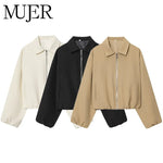 MUJER 2025, Damen-Bomberjacke, gepuffte Varsity-Jacken mit Reißverschluss für Damen, abgeschnittene Halbsaison-Jacke für Damen, Mäntel, neue Oberbekleidung - flohmarkt-deutschland.shop