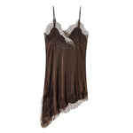 MUJER Lace Slip Mini Dress Women Satin Backless Summer Dress Woman Asymmetric Party Women's Dress Sexy Beach Dresses for Women - flohmarkt-deutschland.shop