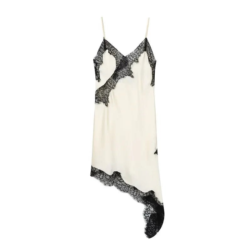 MUJER Lace Slip Mini Dress Women Satin Backless Summer Dress Woman Asymmetric Party Women's Dress Sexy Beach Dresses for Women - flohmarkt-deutschland.shop