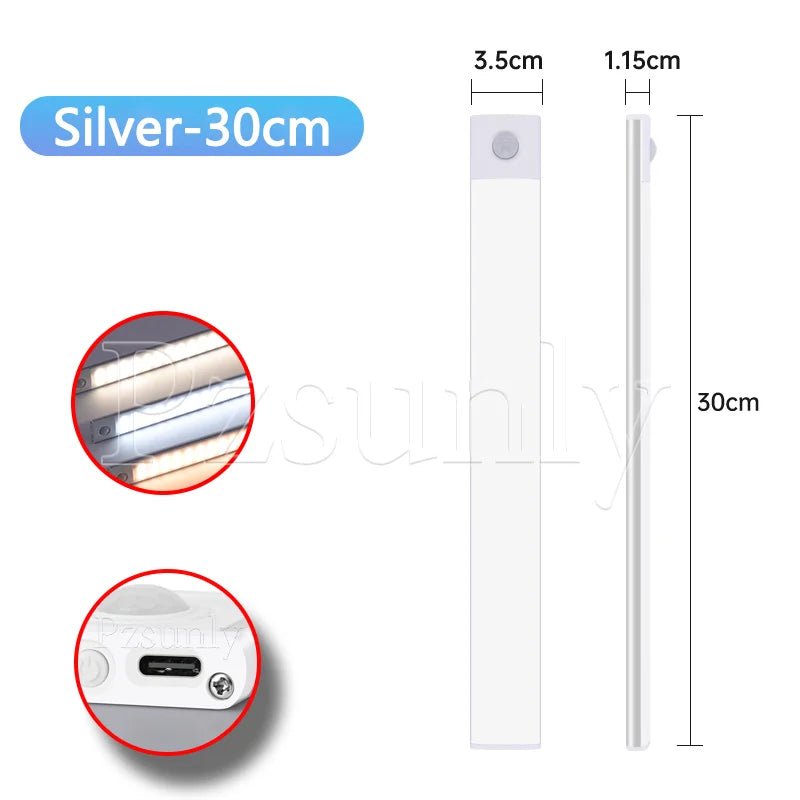 Nachtlicht LED-Schrankleuchte, USB wiederaufladbar, Bewegungsmelder-Licht, geeignet für Küche, Kleiderschrank, Schrankbeleuchtung, 30 cm/40 cm/50 cm - flohmarkt-deutschland.shop