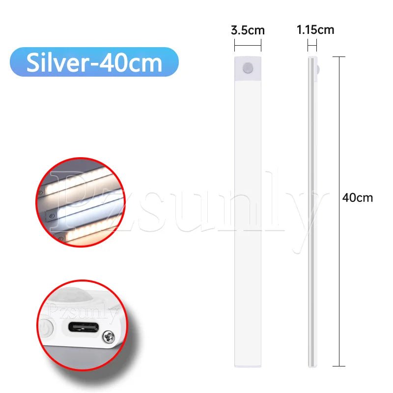 Nachtlicht LED-Schrankleuchte, USB wiederaufladbar, Bewegungsmelder-Licht, geeignet für Küche, Kleiderschrank, Schrankbeleuchtung, 30 cm/40 cm/50 cm - flohmarkt-deutschland.shop