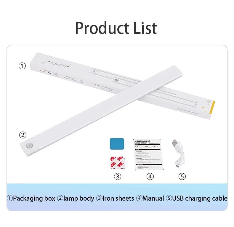 Nachtlicht LED-Schrankleuchte, USB wiederaufladbar, Bewegungsmelder-Licht, geeignet für Küche, Kleiderschrank, Schrankbeleuchtung, 30 cm/40 cm/50 cm - flohmarkt-deutschland.shop