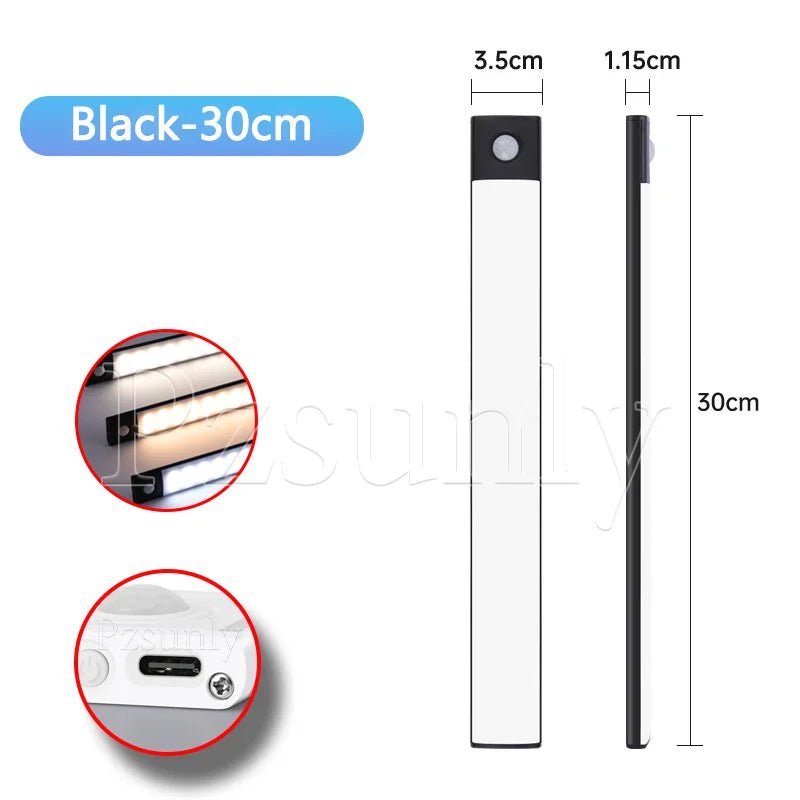 Nachtlicht LED-Schrankleuchte, USB wiederaufladbar, Bewegungsmelder-Licht, geeignet für Küche, Kleiderschrank, Schrankbeleuchtung, 30 cm/40 cm/50 cm - flohmarkt-deutschland.shop