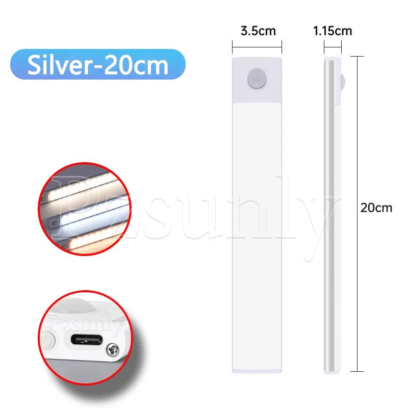 Nachtlicht LED-Schrankleuchte, USB wiederaufladbar, Bewegungsmelder-Licht, geeignet für Küche, Kleiderschrank, Schrankbeleuchtung, 30 cm/40 cm/50 cm - flohmarkt-deutschland.shop