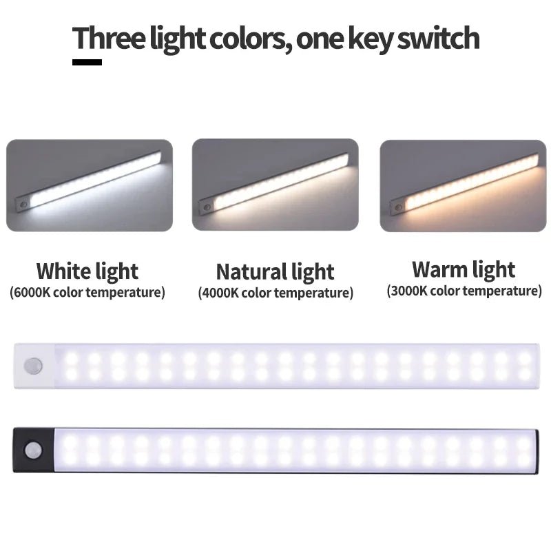 Nachtlicht LED-Schrankleuchte, USB wiederaufladbar, Bewegungsmelder-Licht, geeignet für Küche, Kleiderschrank, Schrankbeleuchtung, 30 cm/40 cm/50 cm - flohmarkt-deutschland.shop