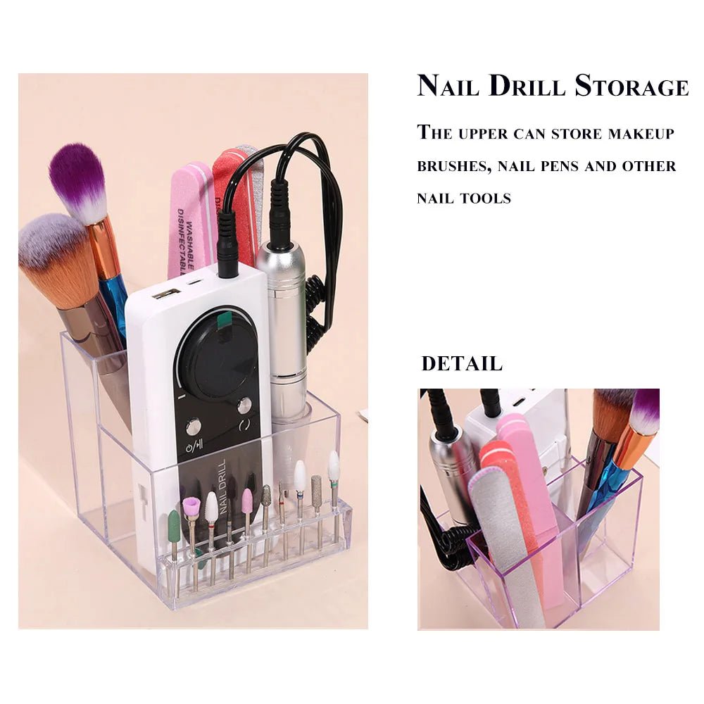 Nagel Bohrer Bits Halter Display Klar Nagel Display Box Transparent Make-Up Lagerung Organizer Nagel Maniküre Werkzeuge - flohmarkt-deutschland.shop